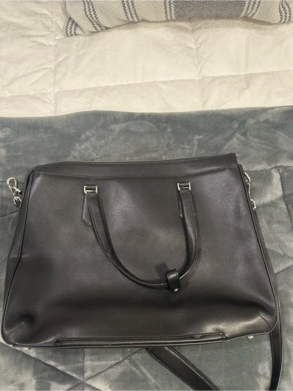 Tumi Black Leather Laptop Brief with Removable Strap